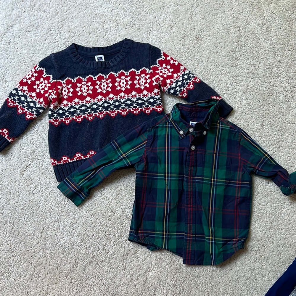 Janie and Jack sweater and button up winter bundle size 6-12 months